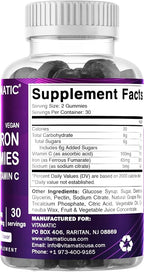 Vitamatic Iron 65 mg Gummies Supplement for Women & Men - 60 Vegan Gummies - Great Tasting Iron Gummy Vitamins with Vitamin C (6)