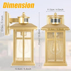 2-Pack Gold Exterior Motion Wall Sconces, Outdoor Waterproof Wall Light Fixtures Wall Mount, Dusk to Dawn Outside Lights for House with E26 Socket, Outside Lighting for Doorway, Garden, Home