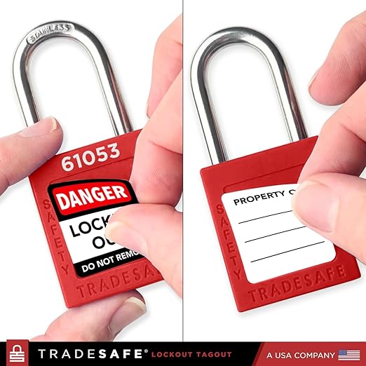 TRADESAFE Lockout Tagout Locks Set - 7 Red Loto Locks, Lockout Locks Keyed Different, 2 Keys Per Lock, OSHA Compliant Lock Out Tag Out Padlocks, Safety Padlocks for Electrical Lockout Tag Out Kits
