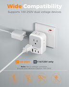 US to India Plug Adapter, TESSAN Type D Travel Adapter with 4 Outlets 3 USB (2 USB-C), Power Adaptor for USA to India Nepal Maldives Pakistan Bangladesh Sri Lanka Bhutan Yemen