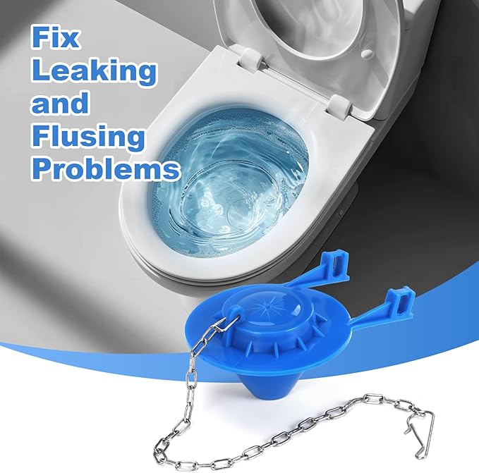 Weslymoo 2 Pack Toilet Flapper Replacement Kit，2 Inch Flapper for Toilet Tank with 4 Long Stainless Chains Compatible with Most Toilets Toilet Stopper，Long Lasting Rubber Easy to Install