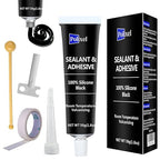 Black RTV Silicone Sealant Adhesive, 100% Silicone Caulk, All-Purpose Waterproof Sealant for Car, Window, Bathroom, Kitchen, Shrink & Crack Proof High Bond Strength Adhesive – 1.8oz / 50g