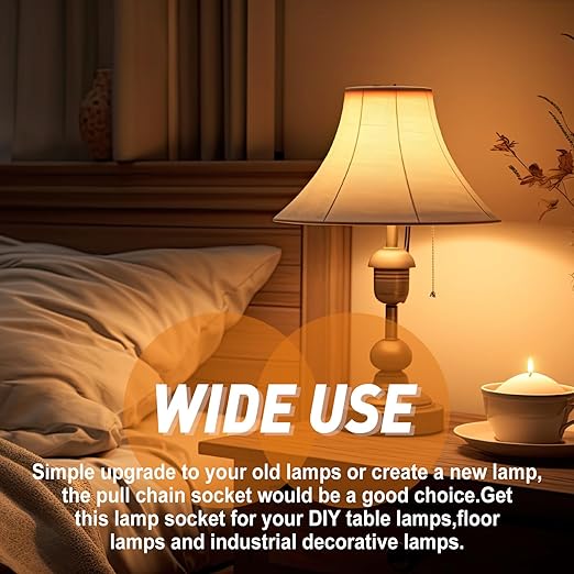 6 Pcs Pull Chain Lamp Socket Replacement, E26 Standard Threaded Base, Light Socket with Pull Chain, Lamp Parts for Repair (Antique Brass)