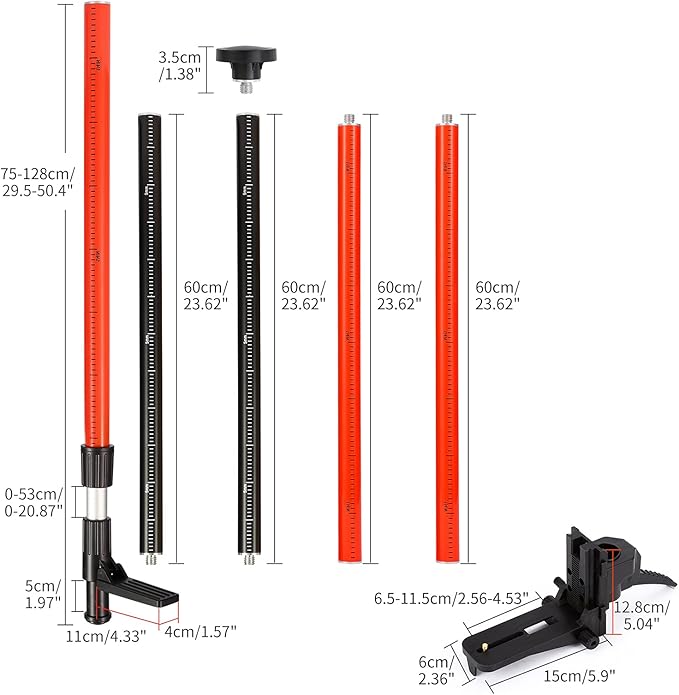 Telescoping Pole, Telescoping Support Pole with Extendable Mounting Pole for Lasers Level of Rotary and Line Lasers
