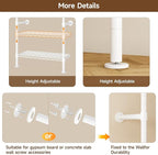 H6 Wall Mounted Closet System, Industrial Pipe Clothes Rack Clothing Racks with 6 Telescopic Rods & 3 Fixing Rods & 9 Shelves, Heavy Duty Closet Organizers and Storage in Wardrobe Closet (White)