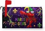 Mardi Gras Mailbox Cover Magnetic Standard Size 21x18 Inch Crawfish Carnival Beads Mailbox Covers Letter Box Wraps for Holiday Outdoor Garden Yard Decor