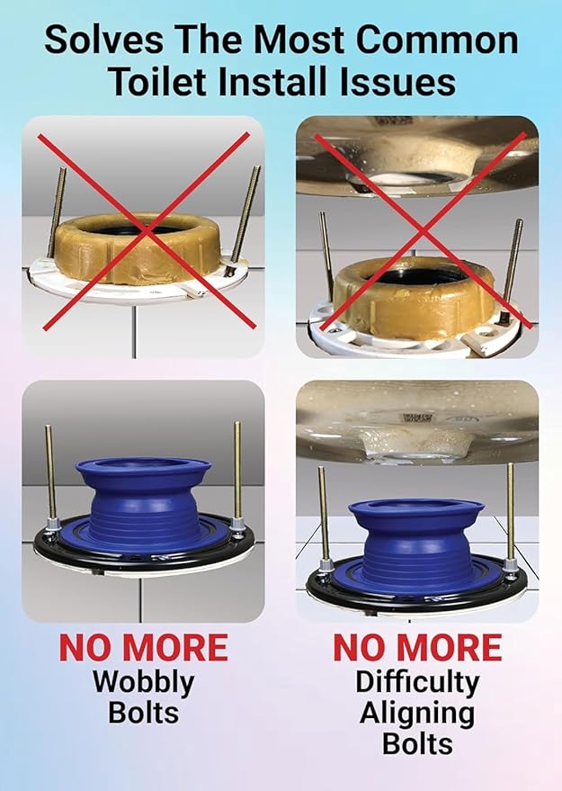 One N Done Toilet Flange Repair Kit - Toilet Kit For Low or Broken Toilet Flange. Toilet Wax Ring Replacement Kit W/Toilet Flange Extender Kit. No Wax Ring For Toilet Bowl Or Toilet Seal Required 2X
