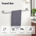 TNOMS Brushed Nickel Towel Bar Set,5-Piece Bathroom Hardware Set Includes Upgraded Double Base Paper Towel Holder Modern Square Towel Holder Set,Stainless Steel Wall Mount 23.6 Inch