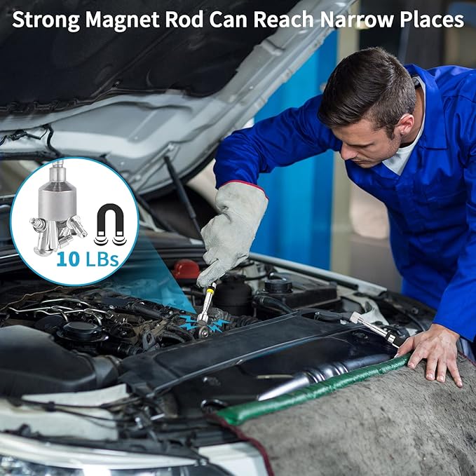 1 Piece 10LBs Telescoping Magnetic Pickup Tool, Magnet Stick Rod Extendable 7" to 30.5" for Men, Birthday, Father's Day, Christmas Gift