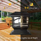 Davinci Lighting Edison Solar Outdoor Post Cap Lights - 4x4 5x5 6x6 - Bright LED Light for Fence Deck Garden or Patio Posts - Slate Black (2 Pack)