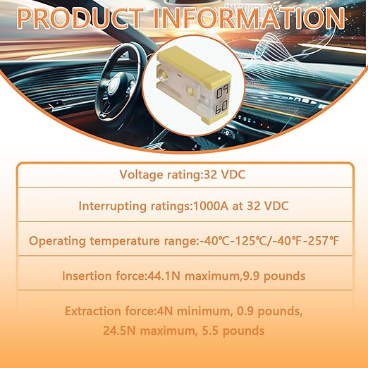 60A 32V Mini Slotted Automotive MCASE Shaped Cartridge Fuse Kit(Pack of 10pcs,60A)