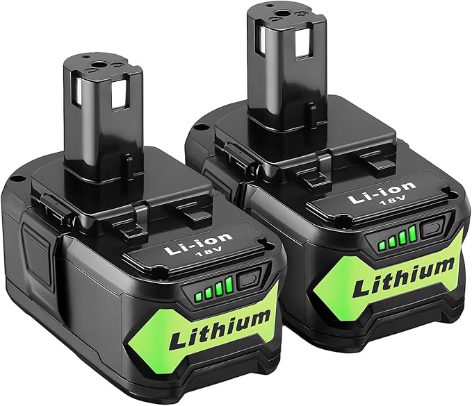 2 Packs 6.0Ah High Capacity Replacement for Ryobi 18v Battery P108 P104 P105 P102 P103 P122 P109 Li-ION Compatible with Ryobi 18V ONE+ System Cordless Power Tools and Charger