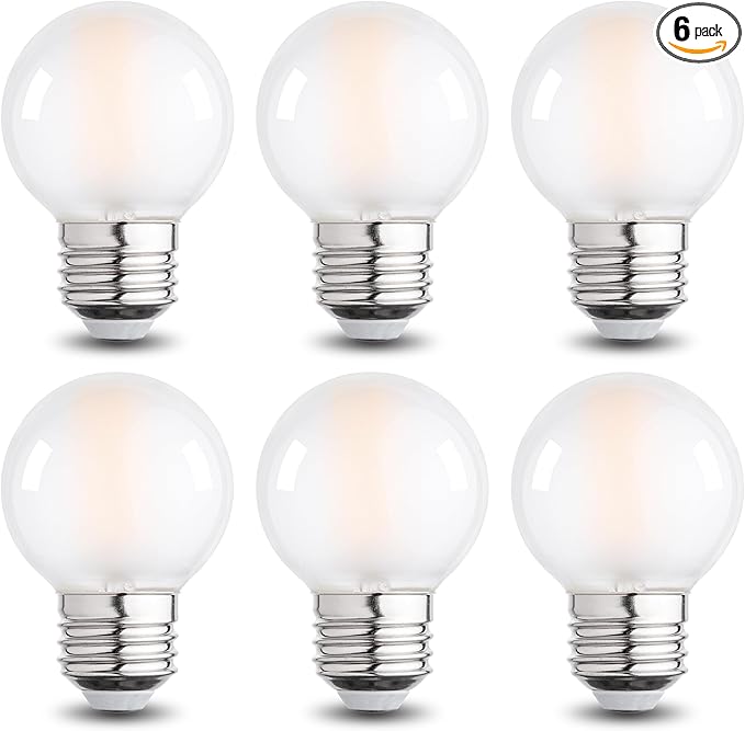 Frosted G16.5 Led Bulb, Matt Vanity Globe Light Bulbs, E26 Dimmable Globe Small Round Edison Light Bulbs, 6w 4000k Vintage LED Filament Edison Bulb