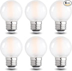 Frosted G16.5 Led Bulb, Matt Vanity Globe Light Bulbs, E26 Dimmable Globe Small Round Edison Light Bulbs, 6w 2700k Vintage LED Filament Edison Bulb