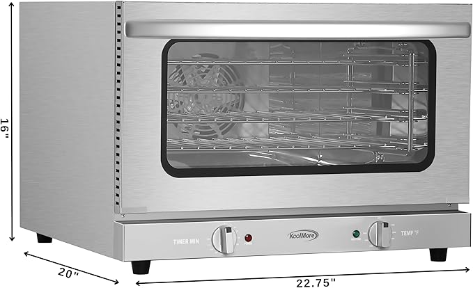 KoolMore 23 in. Commercial Countertop Convection Oven for Half-Size Pans with 4 Racks 1600W of Power in Stainless-Steel, ETL Listed for Safety and Sanitation (KM-CTCO-15)