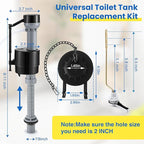 Saillong Universal Toilet Flusher Replacement Kit, Fill Valve, 2-Inch Flapper, Side Mount Handle Lever, Water-Saving, Adjustable Toilet Repair Kit Inside Tank, Easy to Install(1 Set,Dark Grey, Black)