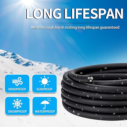 10 Gauge 3 Conductor Electrical Wire 10 AWG 3 Wire Oxygen-Free Copper PVC Stranded 100FT 10/3 Wire for LED Lighting Outdoor Low Voltage Extension Cable (10AWG-3C, 100FT)