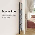 Step Ladder 4 Step Folding Stool with Anti-Slip Widened Sturdy Pedal and Handgrip, Portable and Multi-Use Iron Stepladder for Home, Kictchen, 300 lbs Capacity -Black