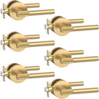 Asidrama 6 Pack Champagne Bronze Passage Door Handles, Door Lever with Door Knobs Indoor for Bedroom or Bathroom, Heavy Duty Door Handles Interior with Locks for Left Right Sided Doors