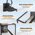 19" Large Dusk to Dawn Outdoor Lighting 2 Pack, Black Sensor Porch Lights Exterior Lighting Fixtures, Modern Wall Lantern Outdoor Wall Lights Waterproof Wall Sconce Lamp for House, Doorway, Garage