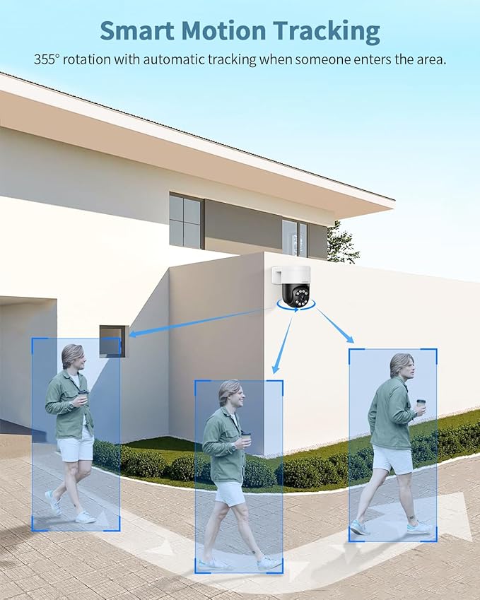 《130°Wide Angle & 2-Way Audio 》4K Outdoor Wired Security Camera System,360 Degrees Security PTZ IP Cameras,Surveillance Video Equipment, Surveillance DVR Kits