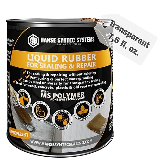 HSS Liquid Rubber Transparent 7.7oz – MS Polymer Sealant for Roof, Cracks, Walls & Any Repairs, Solvent-Free, Flexible Liquid Membrane