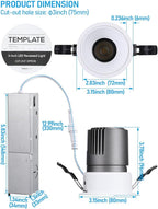 TORCHSTAR 3 Inch 5CCT Anti Glare LED Recessed Lights with J-Box, Trimless Gimbal LED Recessed Ceiling Light, Deep Trim Canless Downlight, 2700-5000K Selectable, Ultra Narrow Frame, ETL FCC, Pack of 4