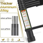 RIKADE Telescoping Ladder 12.5FT & Attic Ladder, Heavy Duty Aluminum with Non-Slip Feet, 330lb Capacity for RV, Attic, Roof & Multi-Surface Use