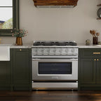 Empava 36 Inch Professional Gas Range with Convection Oven, 6 Sealed Burners (103,000 BTU Total), Wok Burner, Telescopic Racks, Porcelain Cooktop, Stainless Steel Stove, ETL Certified