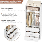 Closet System Set of 4, 8FT Closet Systems with 12 Wood Drawers, 96" Closet Organizer System with 4 Hanging Rods & 4 Shelves, Heavy Duty 96 Inch Walk-in Closet, White (96"L x 15" W x 80" H)