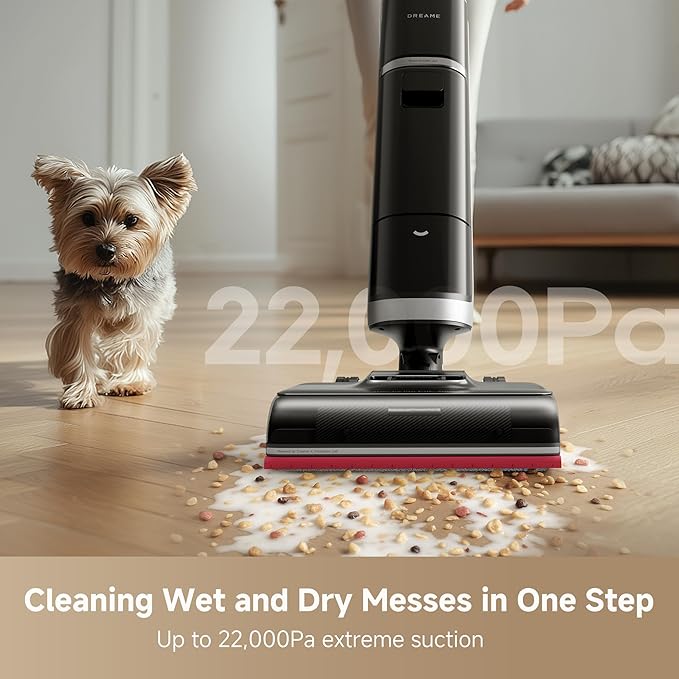 DREAME H15 Pro Heat Wet Dry Vacuum Cleaner, 185°F Hot Water Floor Cleaning, Cordless Vacuum Mop with GapFree AI Robotic Arm, 22KPa Suction, 0 Hair Tangle, 212°F Self-Clean, 194°F Hot Air Drying