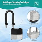 HOX 4-Pack Weather Resistant Padlocks – 40mm Laminated Steel, Chrome Plated with 2-inch Shackle, Vinyl Wrapped, Hardened Steel for Extra Security