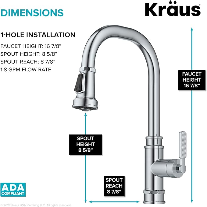 KRAUS Allyn Transitional Industrial Pull-Down Single Handle Kitchen Faucet in Chrome, KPF-4101CH