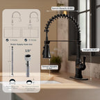 FORIOUS Rustic Kitchen Faucet with Pull Down Sprayer Oil Rubbed Brown, 3 Modes Stainless Steel High Arc Vintage Spring Sink Faucet 1 or 3 Holes for Pot Filler, Farmhouse Camper Wet Bar