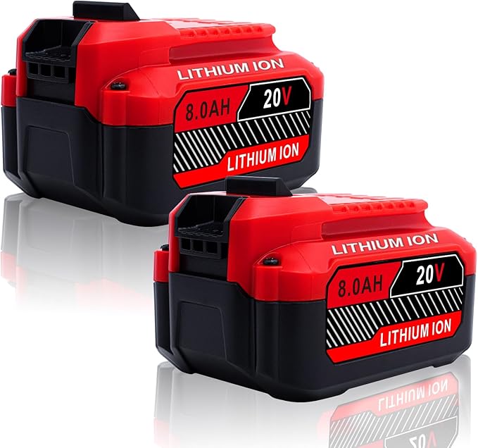 Upgrade 2-Pack 20V 8.0Ah Replacement for Craftsman 20V Battery V20 Lithium ion Batteries Compatible with CMCB205 CMCB204 CMCB206 CMCB202 CMCB201 20V Cordless Power Tools