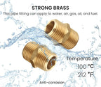 1/2 inch x 1/2 inch NPT Brass Hex Nipple Male Pipe Adapter, Thread 0.75" OD to 0.75" OD (2 Piece)