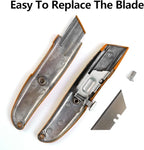 DIYSELF 2Pack Utility Knife Box Cutter Retractable Blade Heavy Duty (Orange)