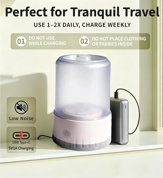 Underwear Washing Machine, BPA-free Portable Mini Washer for Socks, Baby Clothes, Cordless Small Laundry Cup for Travel, Dorm, Apartment, RV, Camp, Kids (Vanilla Off-White)