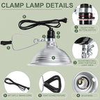 Macarrie 8 Pack Clamp Lamp Light with Aluminum Reflector, 6ft SPT-2 18awg Cord and Adjustable Stand Fixture, up to 150 Watt, E26 Socket, No Bulb(8.5 Inch)