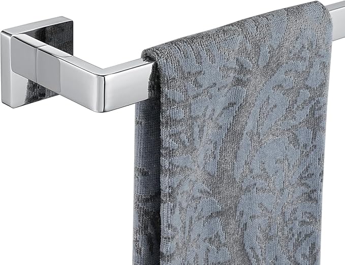 JQK Polished Towel Bar, Rounded Edges 18.41 Inch Towel Rack, 304 Stainless Steel Bathroom Wall Mount, Useable Length 16 Inch, TB250L16-CH