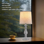 Lamps Set of 2 Vintage Rustic Farmhouse Table Lamps Bedside Reading Lamp Bedroom Nightstand Living Room Teapoy Lamp, Desk Light, 22 Inch High,Light Grey, with Fabric Shade, Bulb Not Included