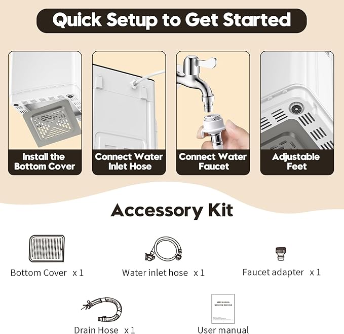 Auertech Portable Washer and Dryer Combo Set, 18 lbs Fully Automatic Washing Machine, 1.5CuFt Portable Dryers, Compact Washer and Dryer for Apartment, RV, Dorm