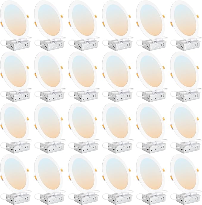 DLLT LED Recessed Ceiling Light: 24 Pack 8 Inch Gold Recessed Lighting