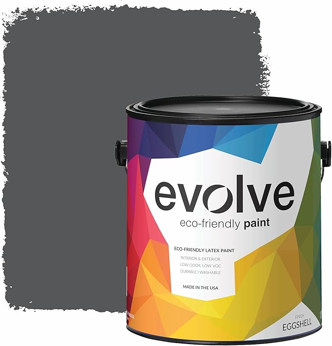 EVOLVE Paint & Primer: Environment-friendly, Eggshell with One-coat Coverage for Interior & Exterior surfaces (Slate Gray, 1-Gallon)