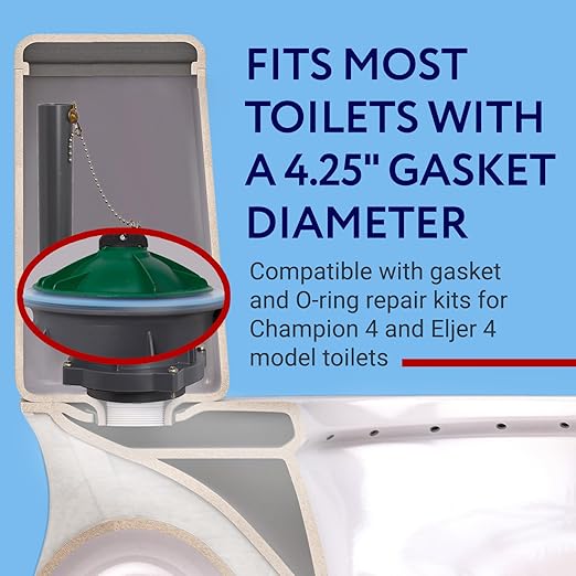 Impresa Replacement Canister Flush Valve Seal & Toilet Ring Seal - 2-Pack Blue Rubber - Compatible with American Standard Champion 4 & Eljer 4 - Fits 7301111-0070A