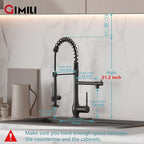 GIMILI Oil Rubbed Bronze Kitchen Faucet with Pull Down Sprayer Single Handle High Pressure Kitchen Sink Faucet Commercial Double-Headed Kitchen Faucets