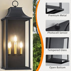 25" Outdoor Light Fixture Large Dusk to Dawn Outdoor Wall Lights, Black Exterior Light Fixture, Outside Coach Lights Wall Mount Waterproof Outside Light Fixtures for House Garage Porch Patio