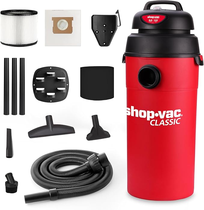 Shop-Vac 5 Gallon 5.5 Peak HP Wet/Dry Vacuum, Wall Mountable Compact Shop Vacuum with 6-23' Extra Long Hose & Attachments, Ideal for Jobsite, Garage, Car & Workshop. 9522236