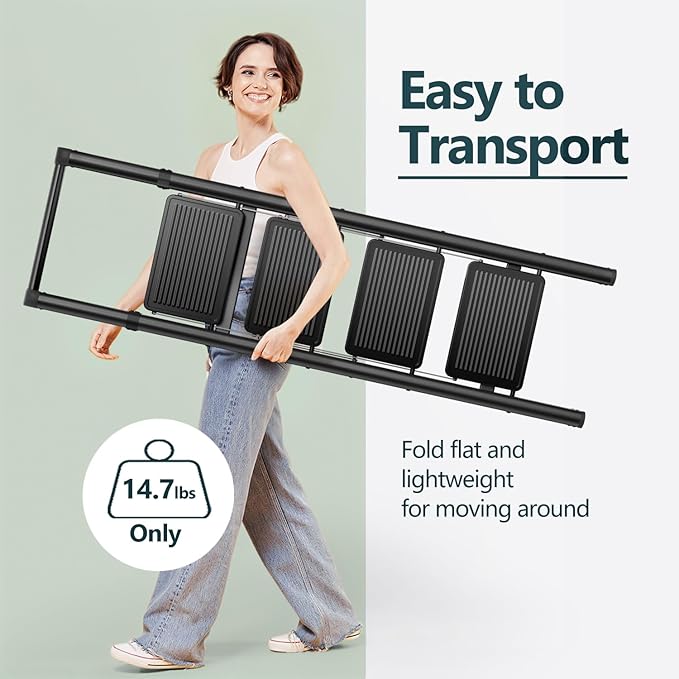 WOA WOA 4 Step Ladder, Foldable Ladder with Wide Pedals and Handle, Sturdy Ladders for Home and Kitchen with Anti-Slip Feet, Supports up to 330 lbs - Black