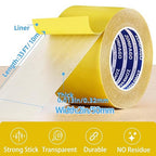 Heavy Duty Double Sided Mounting Tape, 2inx33FT, Clear Mesh Grip, Extra Strong Adhesive for Carpets, Wall Mounting, Picture Hanging and DIY Projects,Hand Tearable,Weatherproof